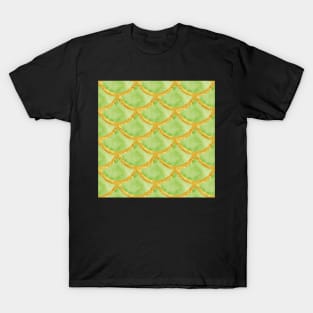 Mermaid Pattern Gold Green T-Shirt